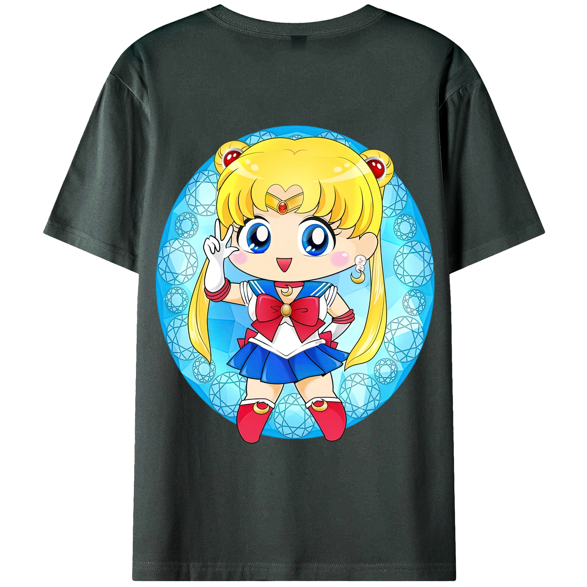 （画像用） 美少女戦士セーラームーン 月野 うさぎ つきの うさぎ Sailor Moon Tsukino Usagi 綿100％ メンズ半袖Tシャツ（バックプリント） 通気性
